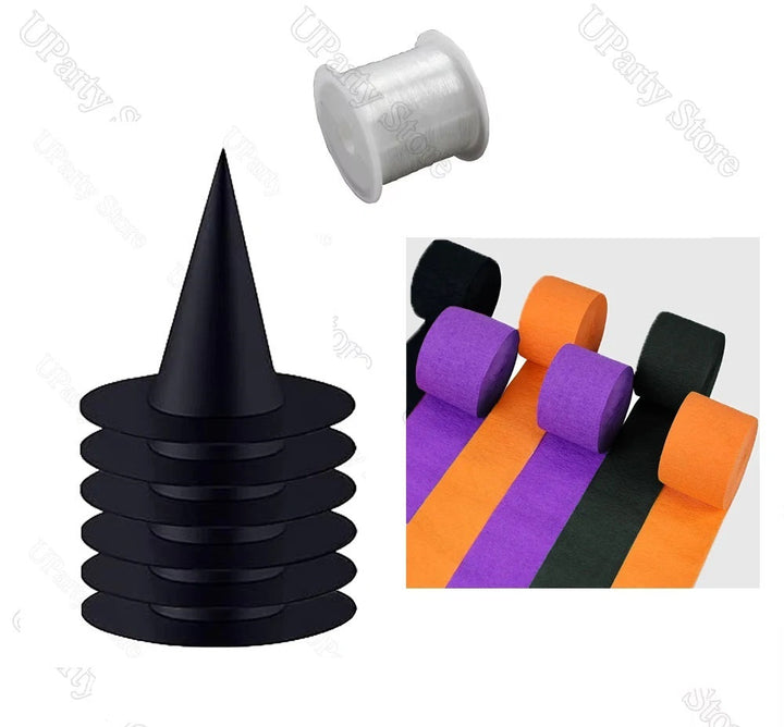 Hanging Witch Hats Bulk Black With Rope For Porch Decorations And Favors