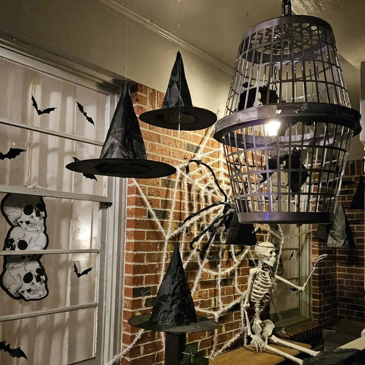 Hanging Witch Hats Bulk Black With Rope For Porch Decorations And Favors