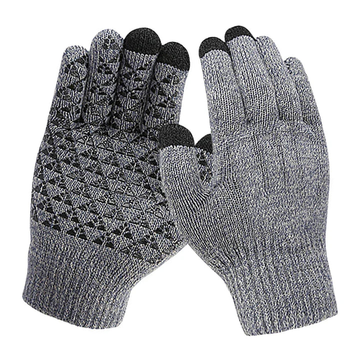Heated Gloves with Three-Finger Touchscreen and Silicone Grip Pattern