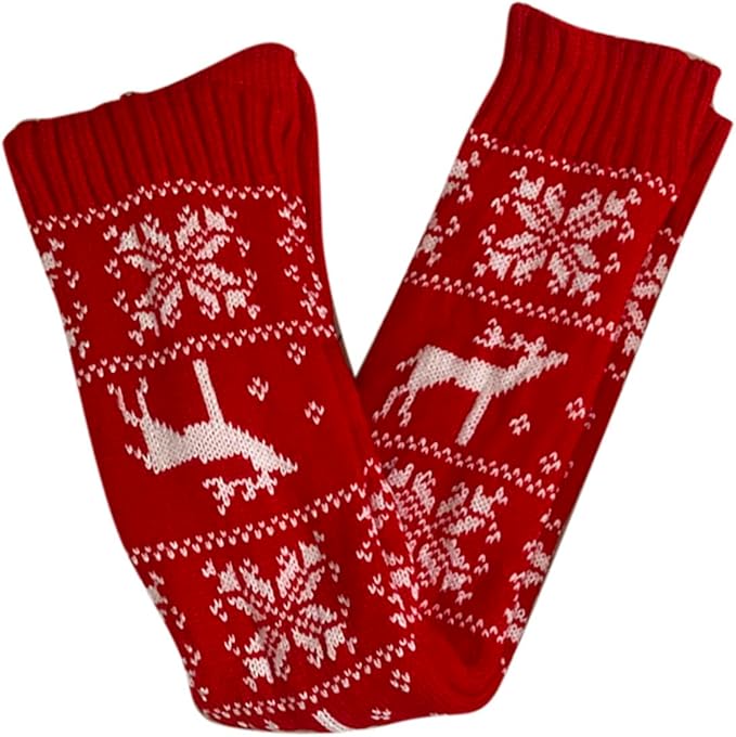 Over-Knee Christmas Knit Socks For Women, Warm Cotton Holiday Stockings