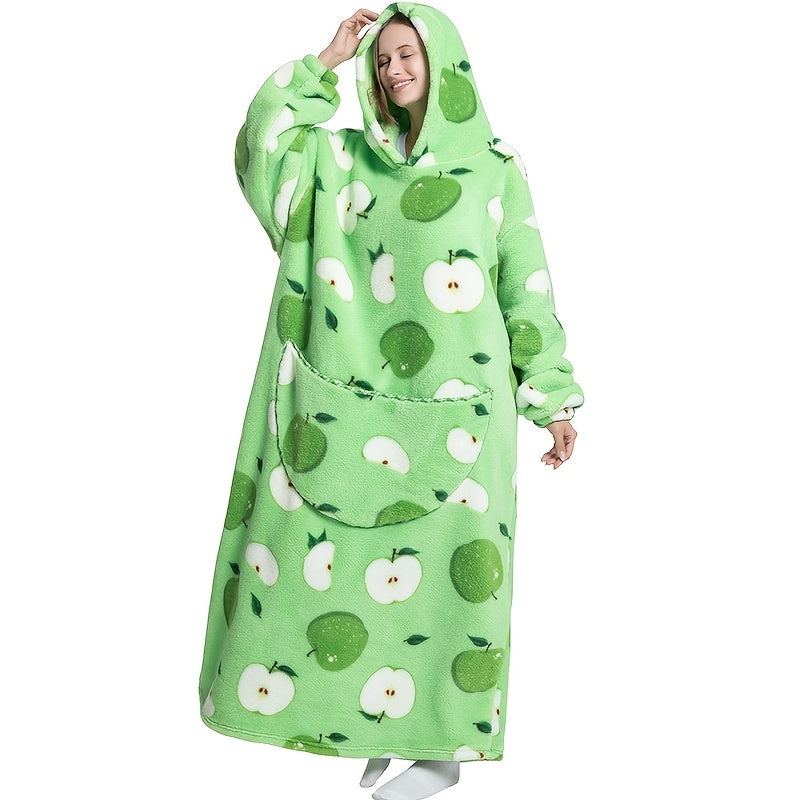 Wearable Blanket Hoodie Oversized Plush Fleece Panda Sweatshirt With Pocket