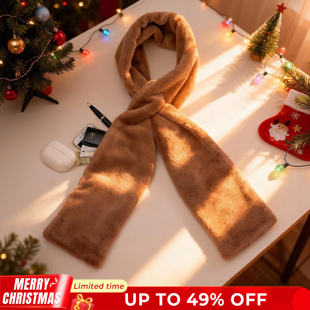 Faux Fur Pull-Through Scarf With Hidden Pocket For Winter