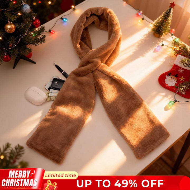 Faux Fur Pull-Through Scarf With Hidden Pocket For Winter