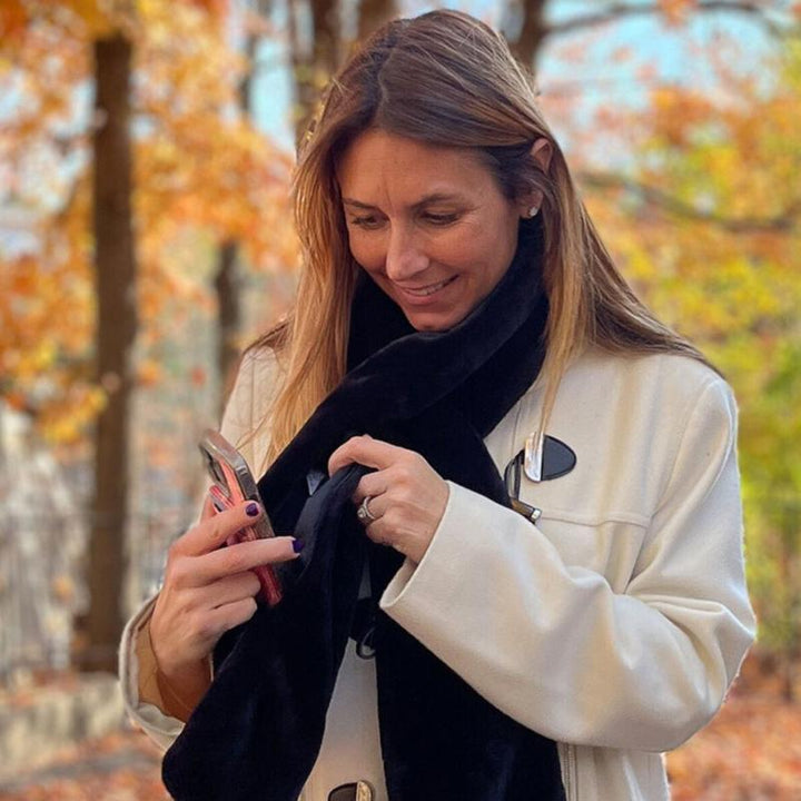 Faux Fur Pull-Through Scarf With Hidden Pocket For Winter