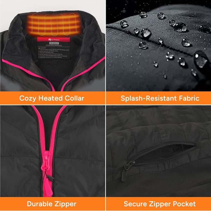 Heated Vest for Women with Six Heating Zones and Three Temperature Settings