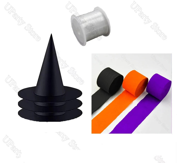 Hanging Witch Hats Bulk Black With Rope For Porch Decorations And Favors