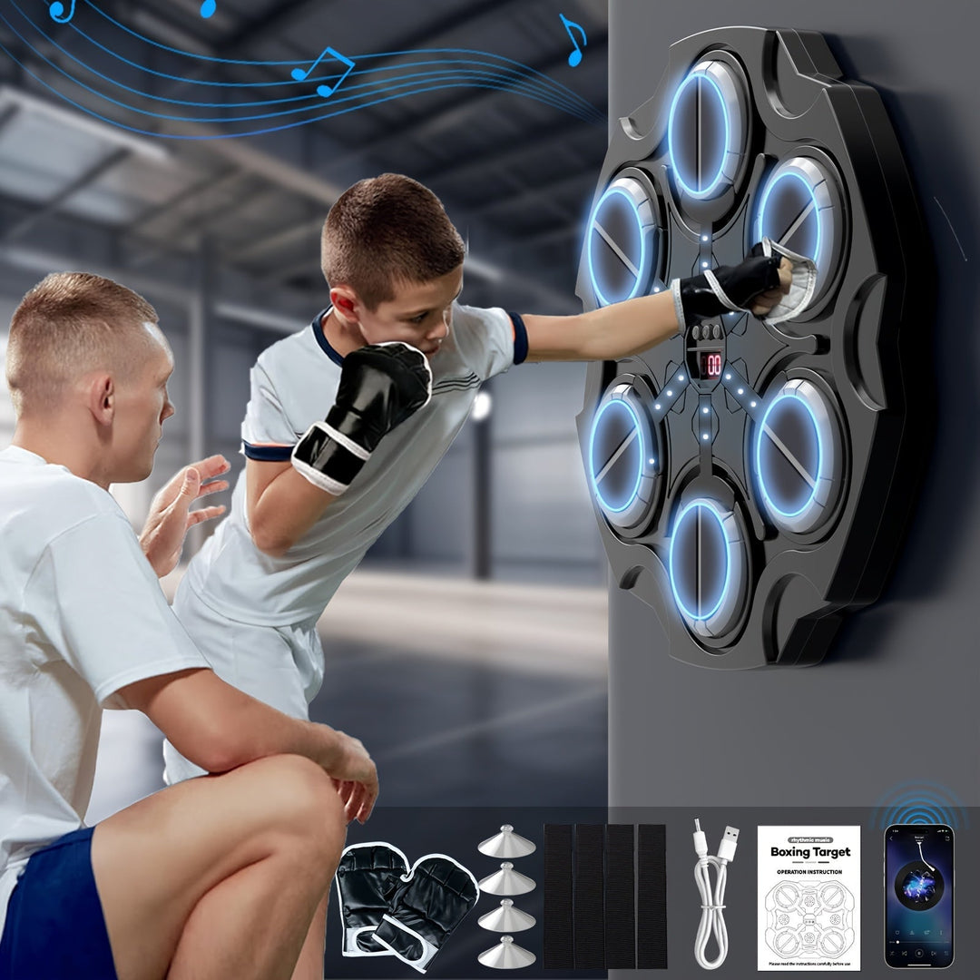 Wall-Mounted Electronic Boxing Trainer With Gloves, Music, Modes And Speed Programs