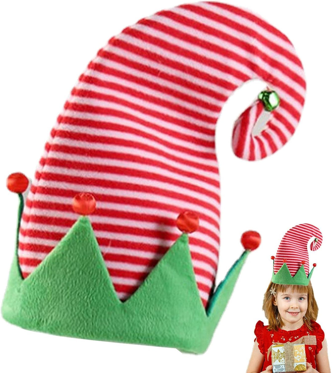 Christmas Elf Hat, Holiday Party Costume Accessory For Dances, Parades, Clown Dress-Up