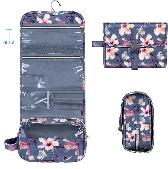 Makeup Organizer Bag With Hanging Hook And Multiple Compartments For Travel