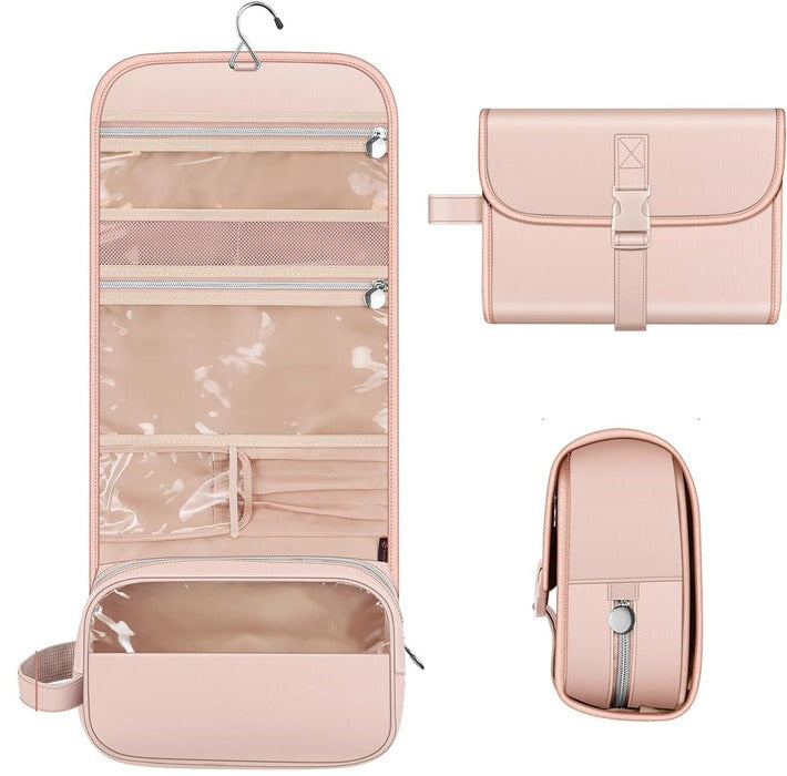 Makeup Organizer Bag With Hanging Hook And Multiple Compartments For Travel