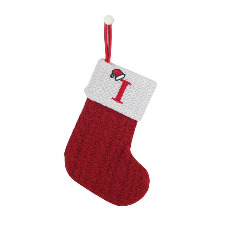 Cozy Knit Socks With Embroidered Candy Gift Bag And Letter Christmas Stocking