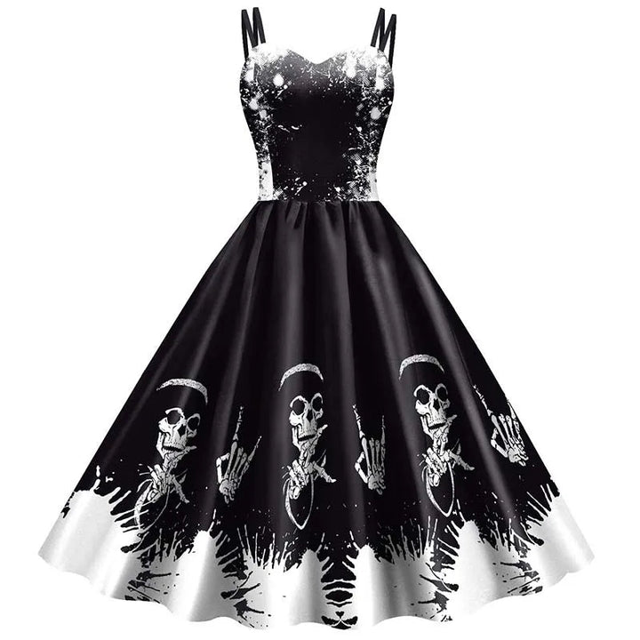 Halloween Skeleton Rose Dress Women&