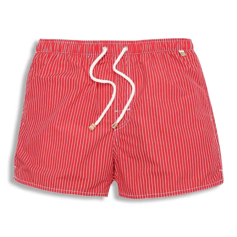 Men's Swim Shorts with Striped Pattern and Mesh Liner 3 Pockets