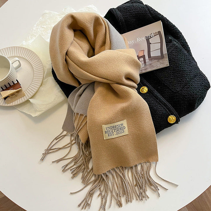 Cashmere Scarf For Women Reversible Fringed Warm Winter Wrap