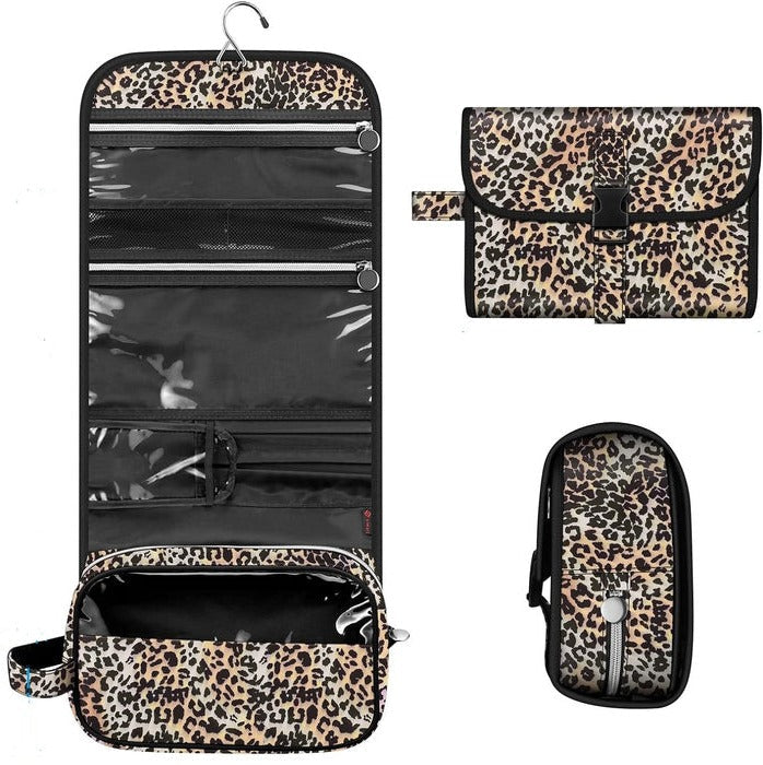 Makeup Organizer Bag With Hanging Hook And Multiple Compartments For Travel
