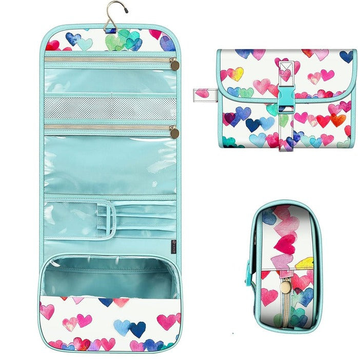 Makeup Organizer Bag With Hanging Hook And Multiple Compartments For Travel