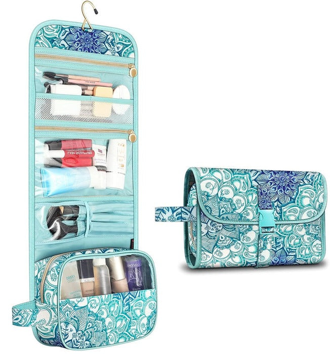 Makeup Organizer Bag With Hanging Hook And Multiple Compartments For Travel