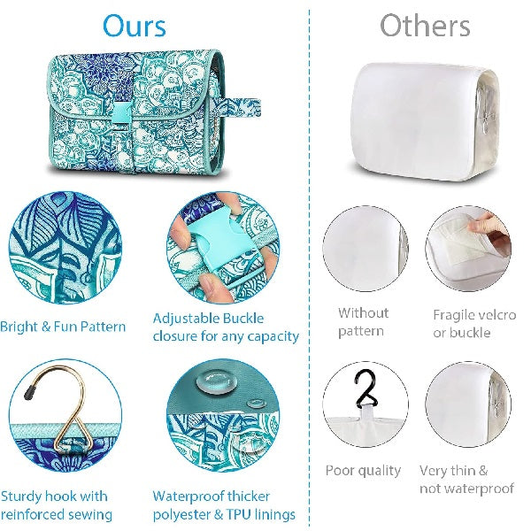 Makeup Organizer Bag With Hanging Hook And Multiple Compartments For Travel