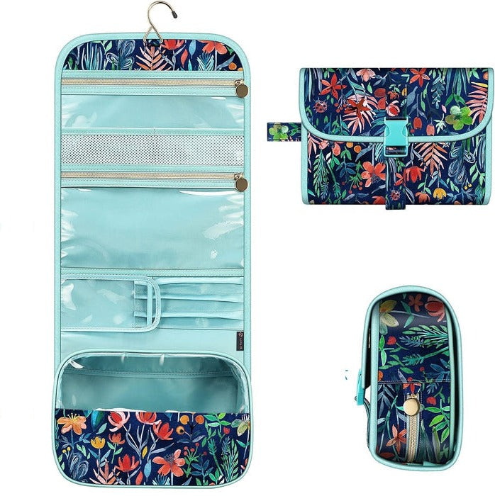 Makeup Organizer Bag With Hanging Hook And Multiple Compartments For Travel