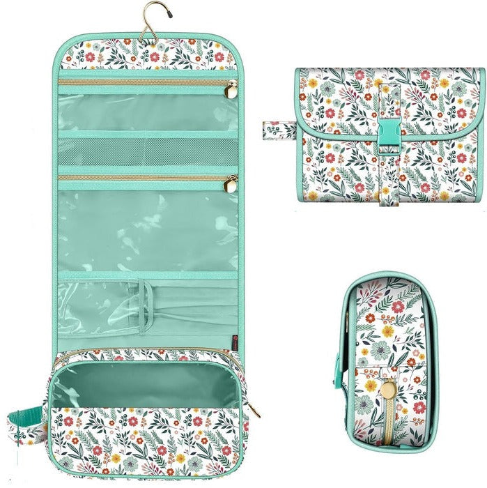 Makeup Organizer Bag With Hanging Hook And Multiple Compartments For Travel