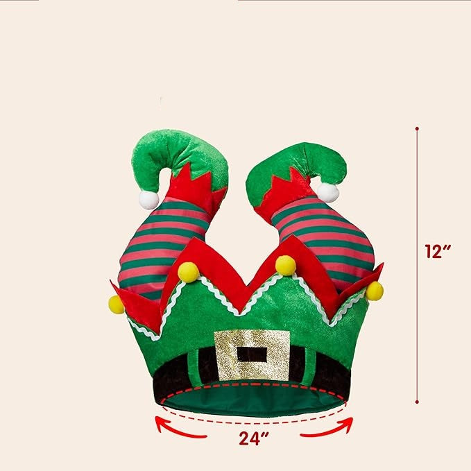 Christmas Elf Pants Beanie Funny Red Holiday Party Costume Hat