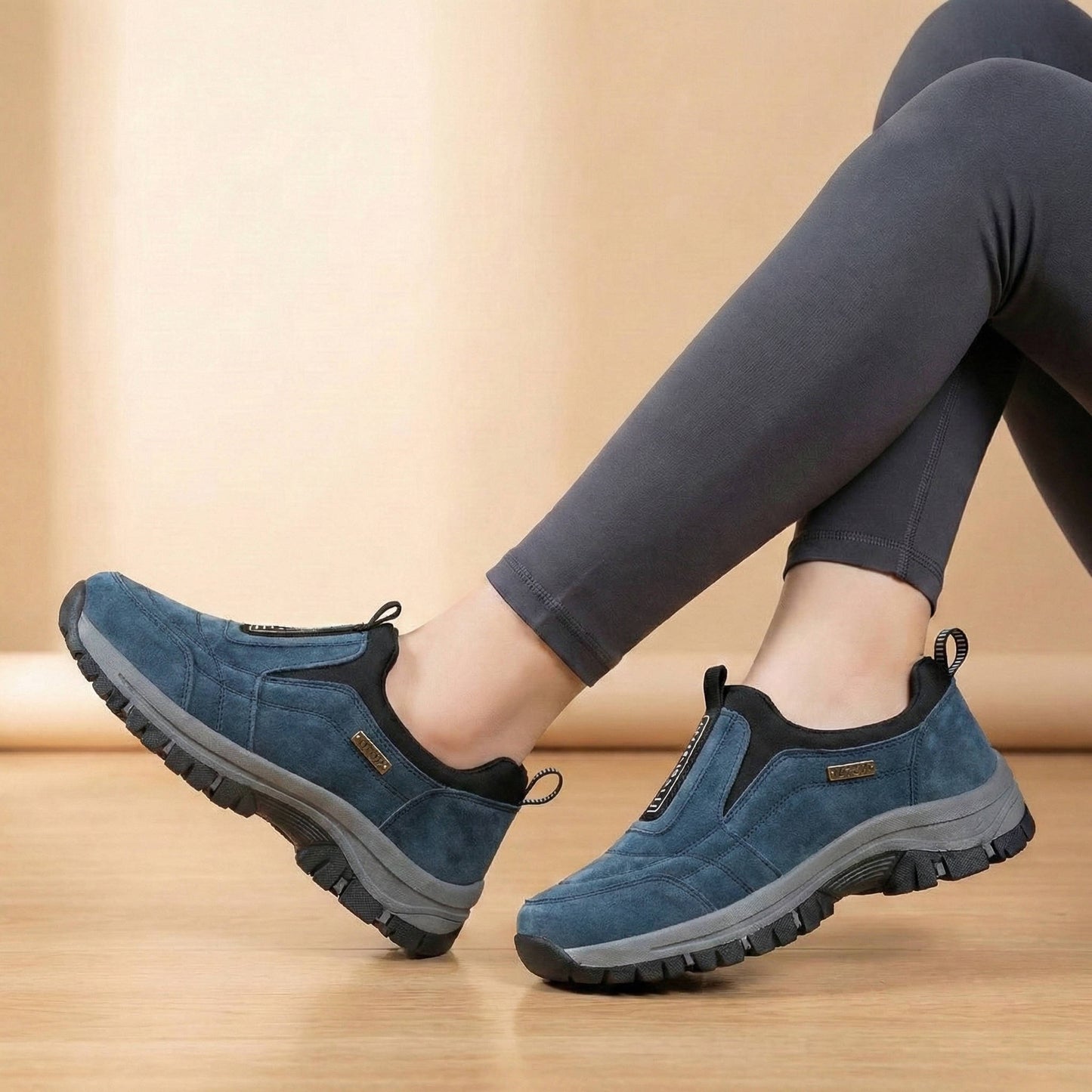 Wide Toe Box Walking Shoes for Women with Arch Design and Slip On Style