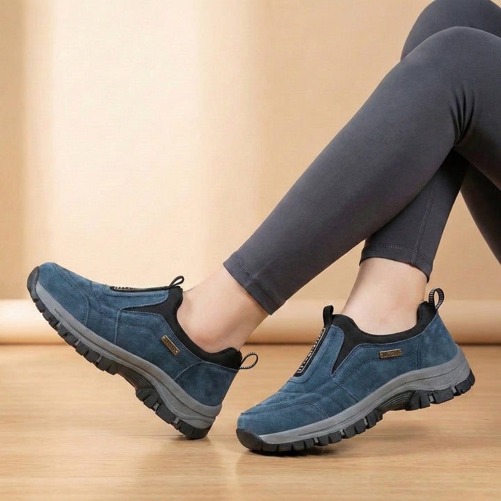 Wide Toe Box Walking Shoes for Women with Arch Design and Slip On Style