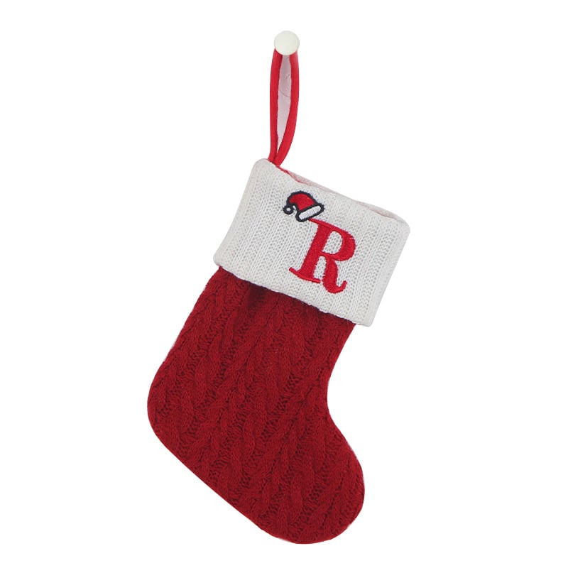 Cozy Knit Socks With Embroidered Candy Gift Bag And Letter Christmas Stocking