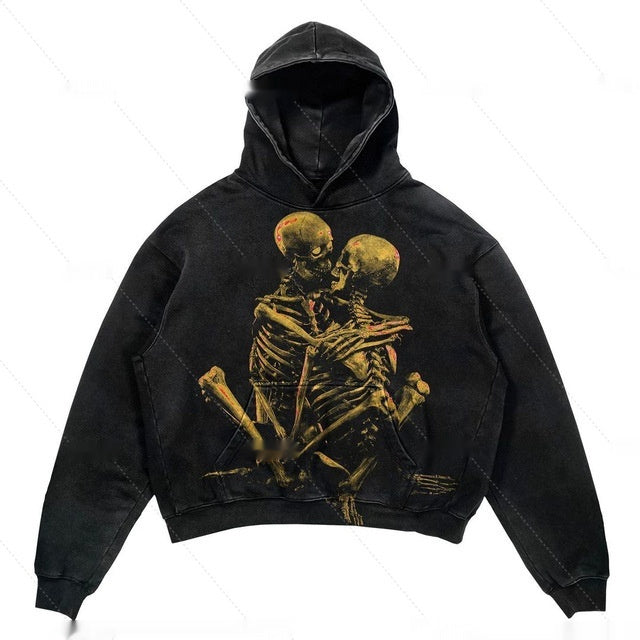 Cropped Pullover Hoodie Warm Relaxed Fit Polyester Streetwear