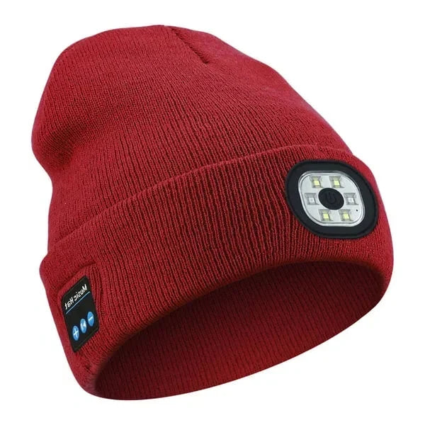 Wireless Beanie with Front LED Light and Bluetooth Speakers