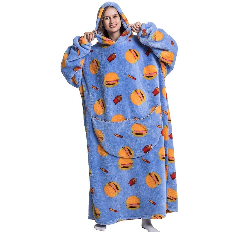 Wearable Blanket Hoodie Oversized Plush Fleece Panda Sweatshirt With Pocket