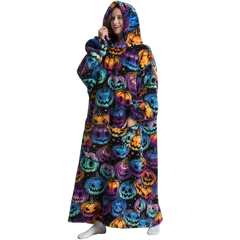 Wearable Blanket Hoodie Oversized Plush Fleece Panda Sweatshirt With Pocket