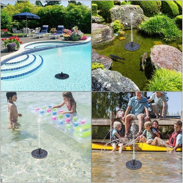 Solar Floating Water Fountain with Automatic Sunlight Activation for Birdbaths and Garden Ponds
