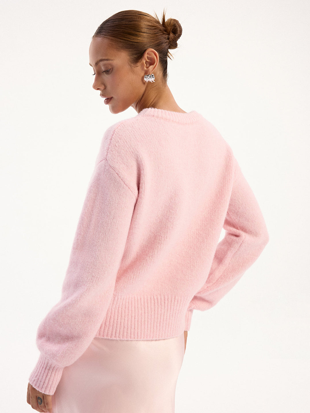 Wool Blend Pullover Sweater with High Stretch and Regular Fit