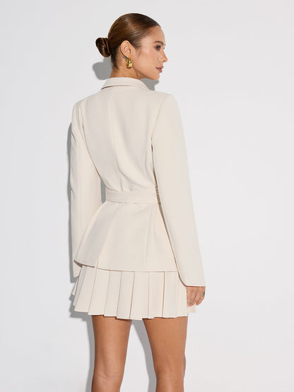 Blazer Dress With Belted Cinched Waist Mini-Length Design