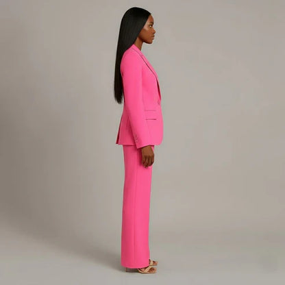 Women's Tailored Blazer and Slim Trousers Formal Suit Set
