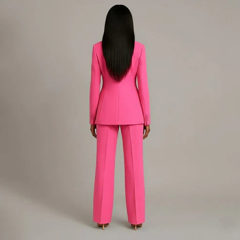 Women's Tailored Blazer and Slim Trousers Formal Suit Set
