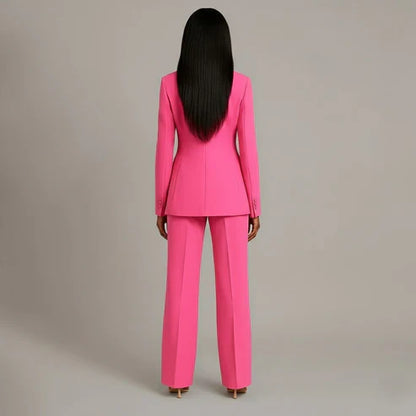 Women's Tailored Blazer and Slim Trousers Formal Suit Set