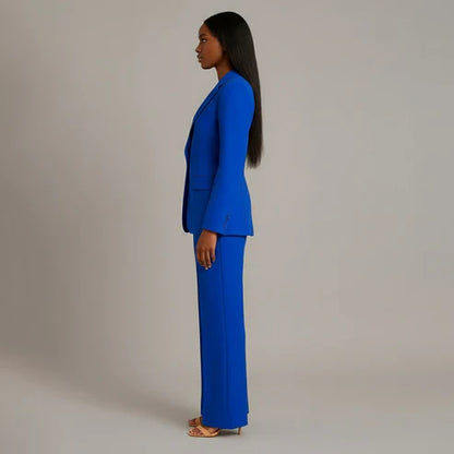 Women's Tailored Blazer and Slim Trousers Formal Suit Set