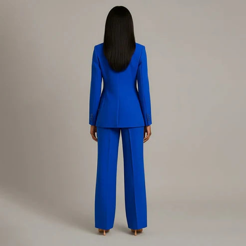 Women's Tailored Blazer and Slim Trousers Formal Suit Set