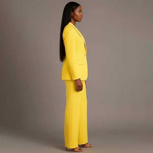 Women's Tailored Blazer and Slim Trousers Formal Suit Set