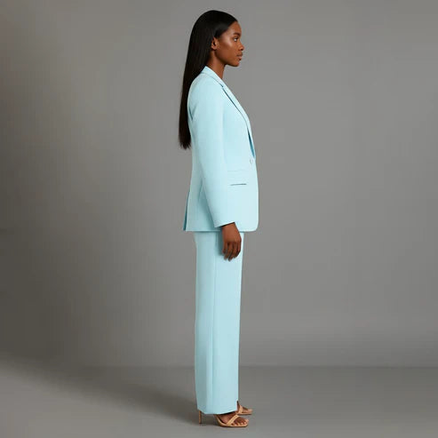 Women's Tailored Blazer and Slim Trousers Formal Suit Set