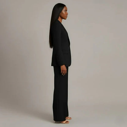 Women's Tailored Blazer and Slim Trousers Formal Suit Set