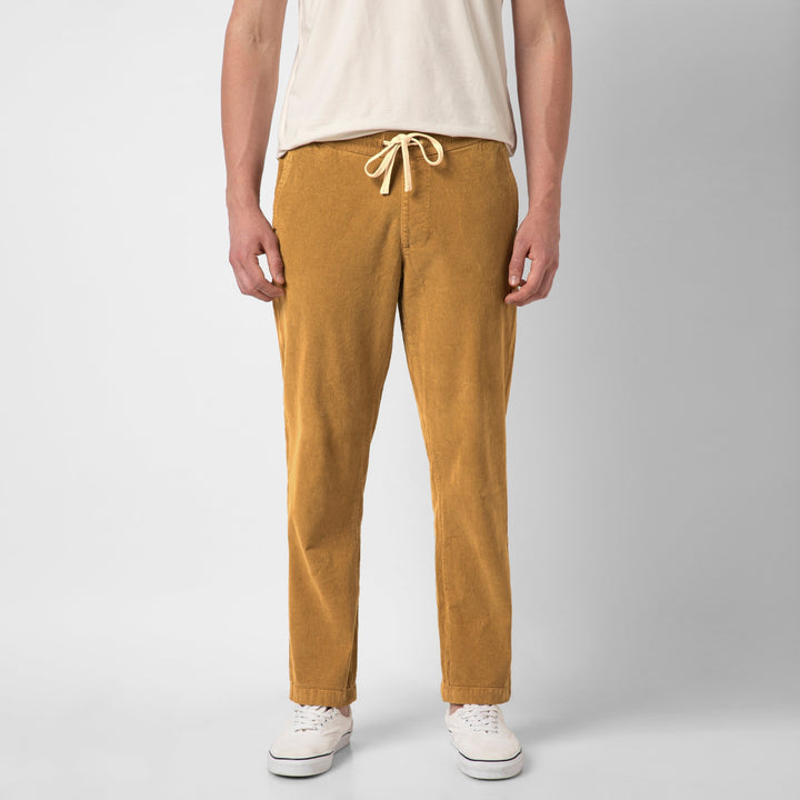Corduroy Easy Pant British Khaki front on model