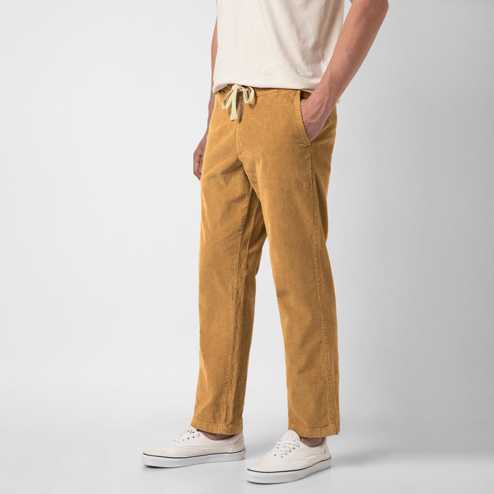 Corduroy Easy Pant British Khaki side on model