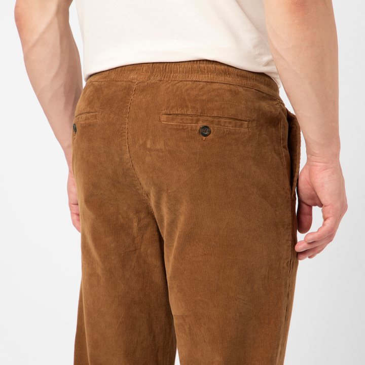 Corduroy Easy Pant Dark Clay back on model