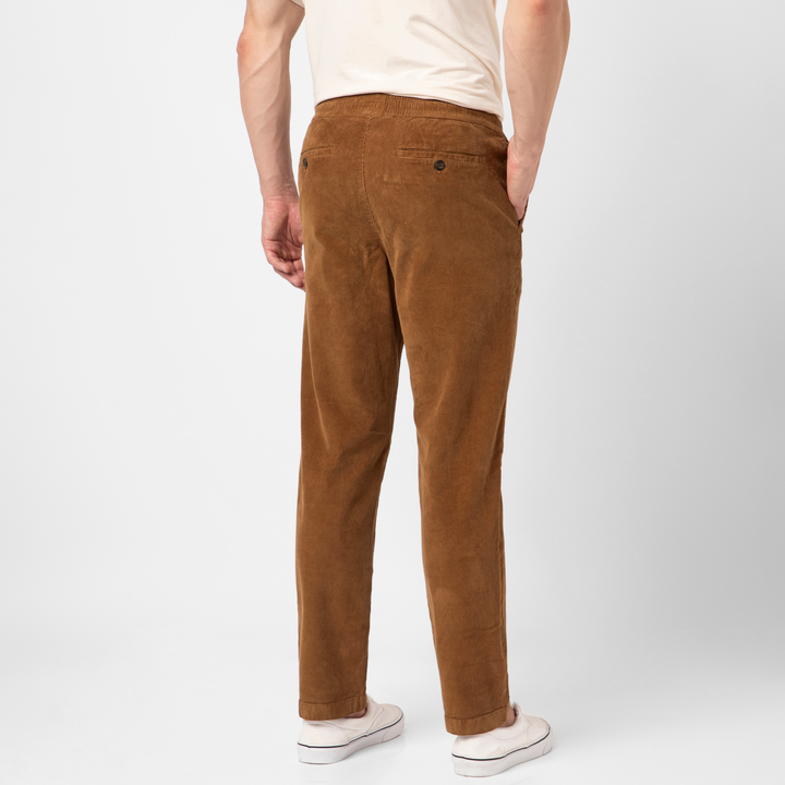 Corduroy Easy Pant Dark Clay back on model