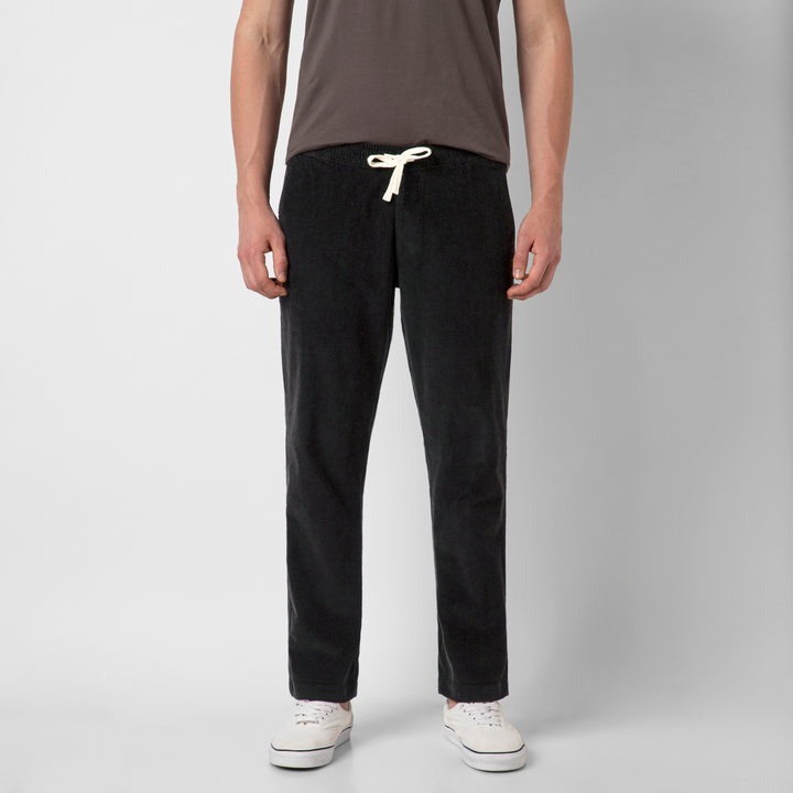 Corduroy Easy Pant Black front on model