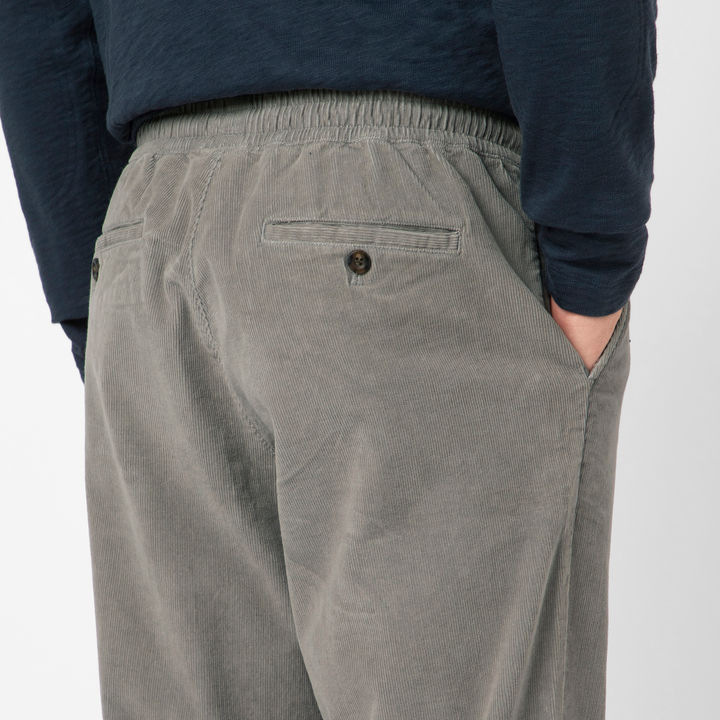 Corduroy Easy Pant Ash close up back on model