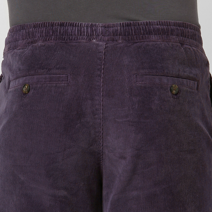 Corduroy Easy Pant Dark Purple close up back on model